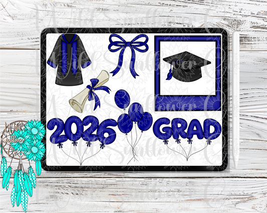 Navy Blue Graduation Clipart Set