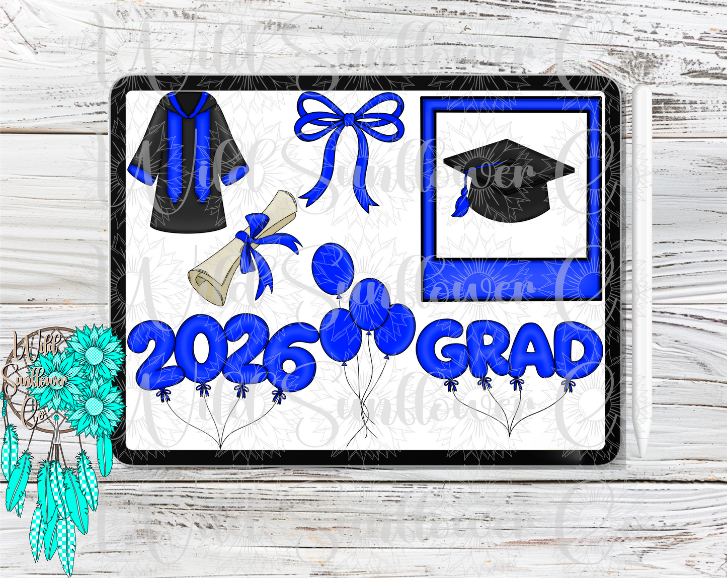 Blue Graduation Clipart Set