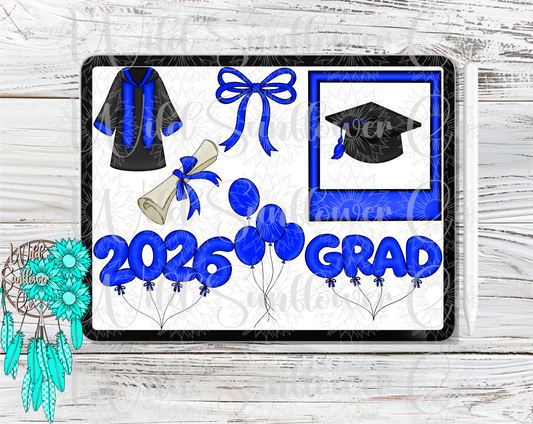 Blue Graduation Clipart Set