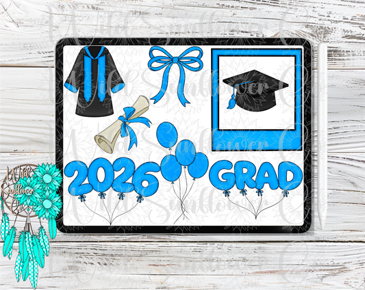 Light Blue Graduation Clipart Set