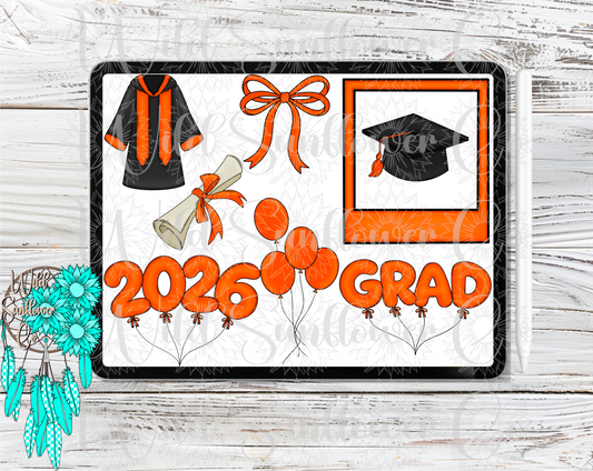 Orange Graduation Clipart Set