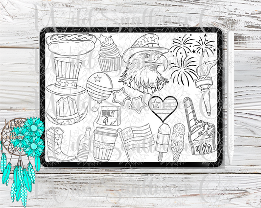 Fourth of July Procreate Stamps