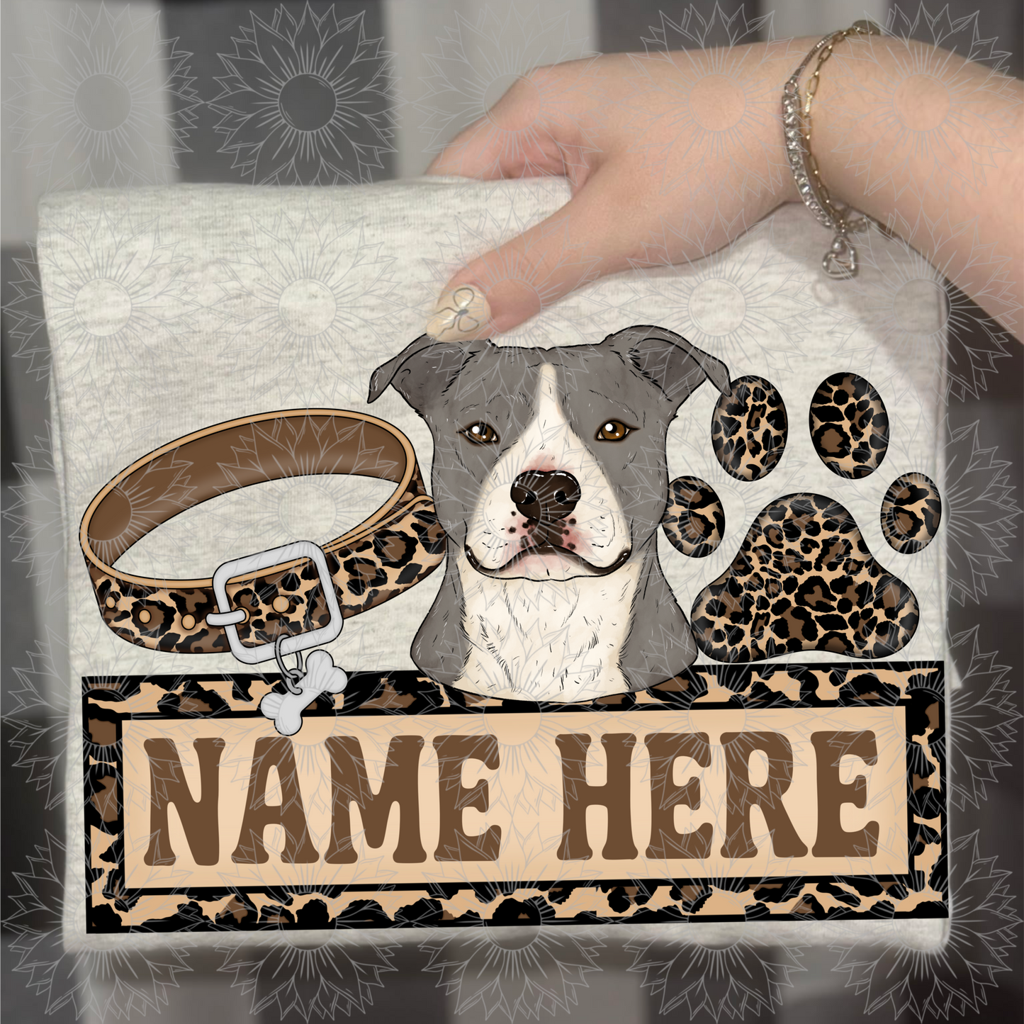 Grey Pitbull Name Plate Cheetah