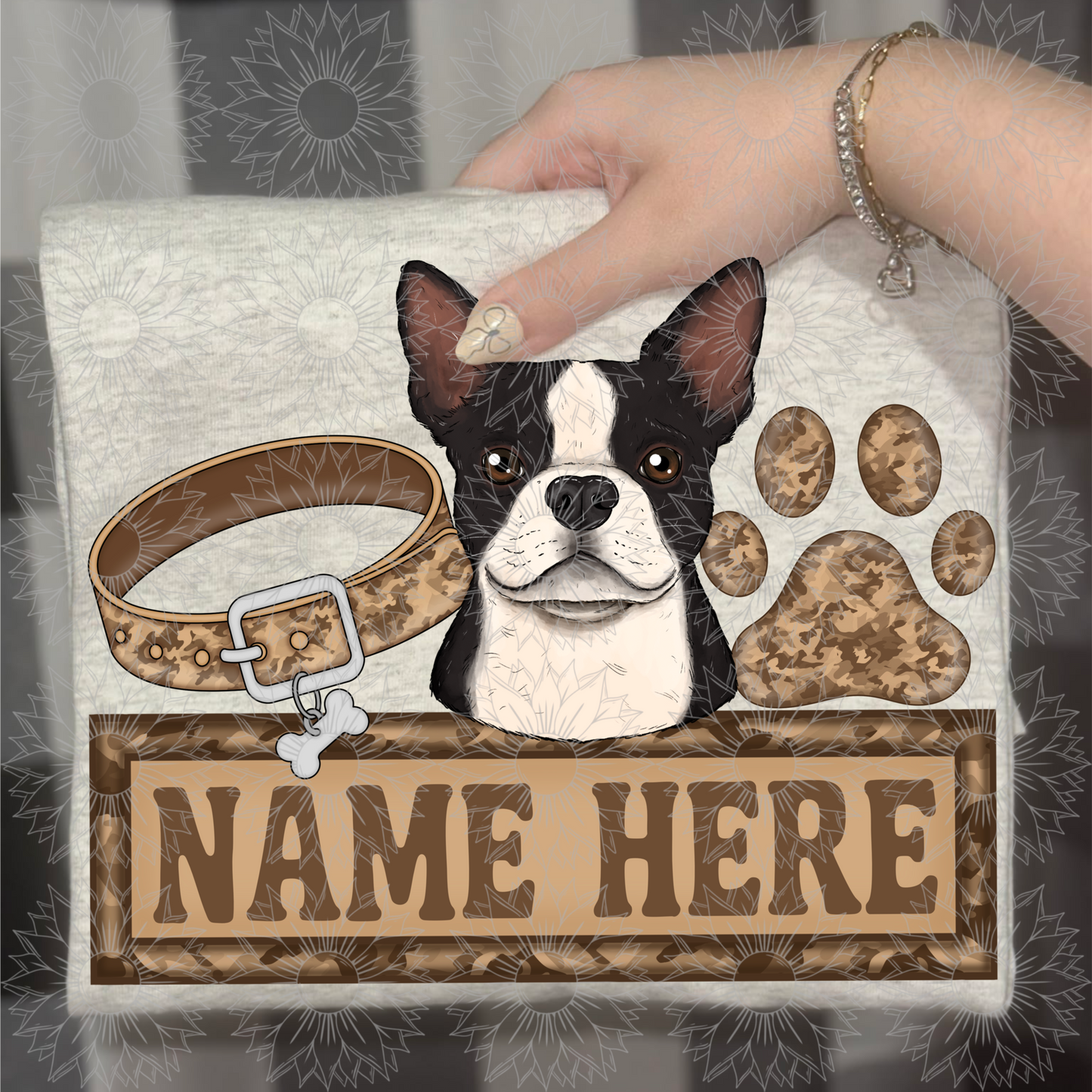 Boston Terrier Name Plate Camo