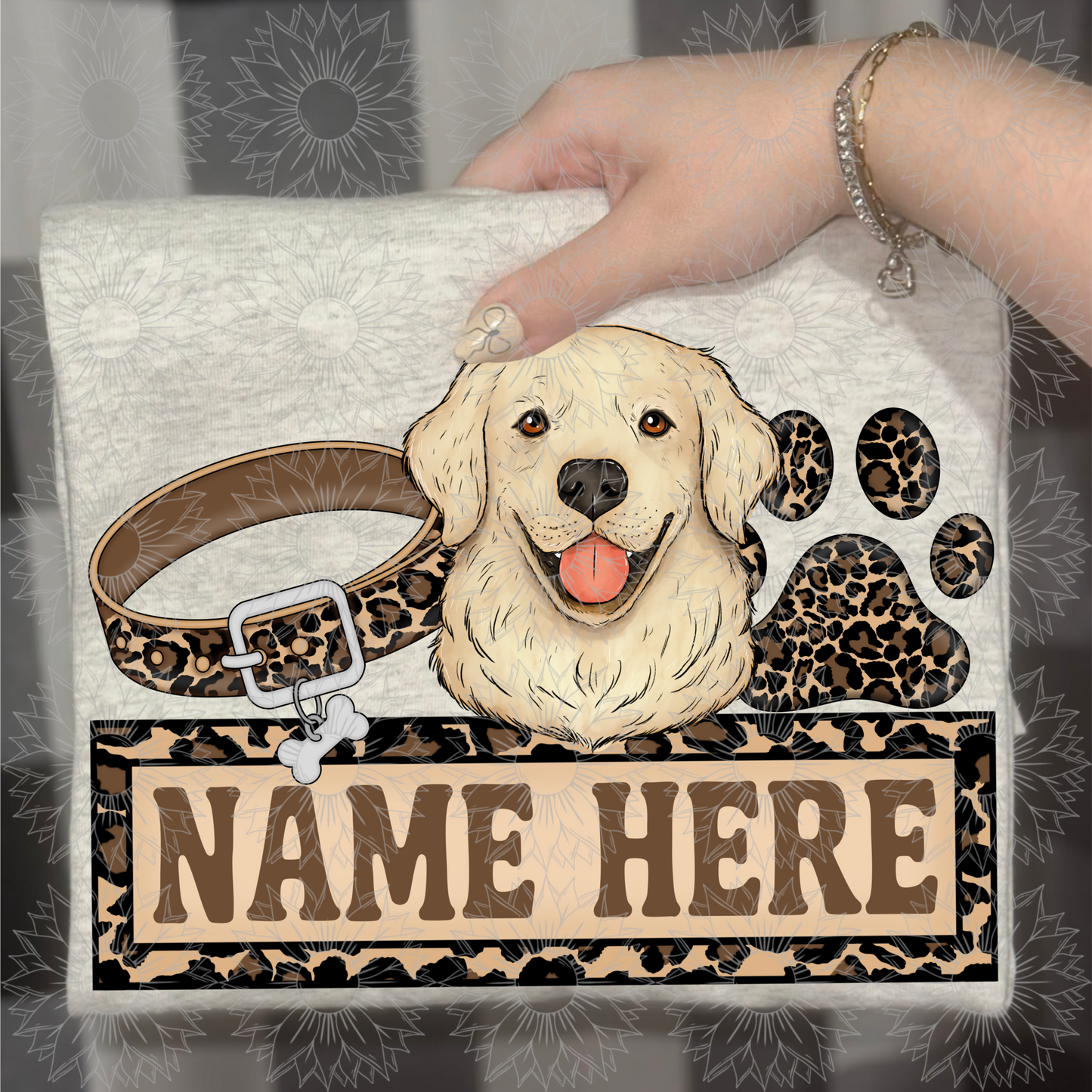 Blonde Golden Retriever Name Plate Cheetah