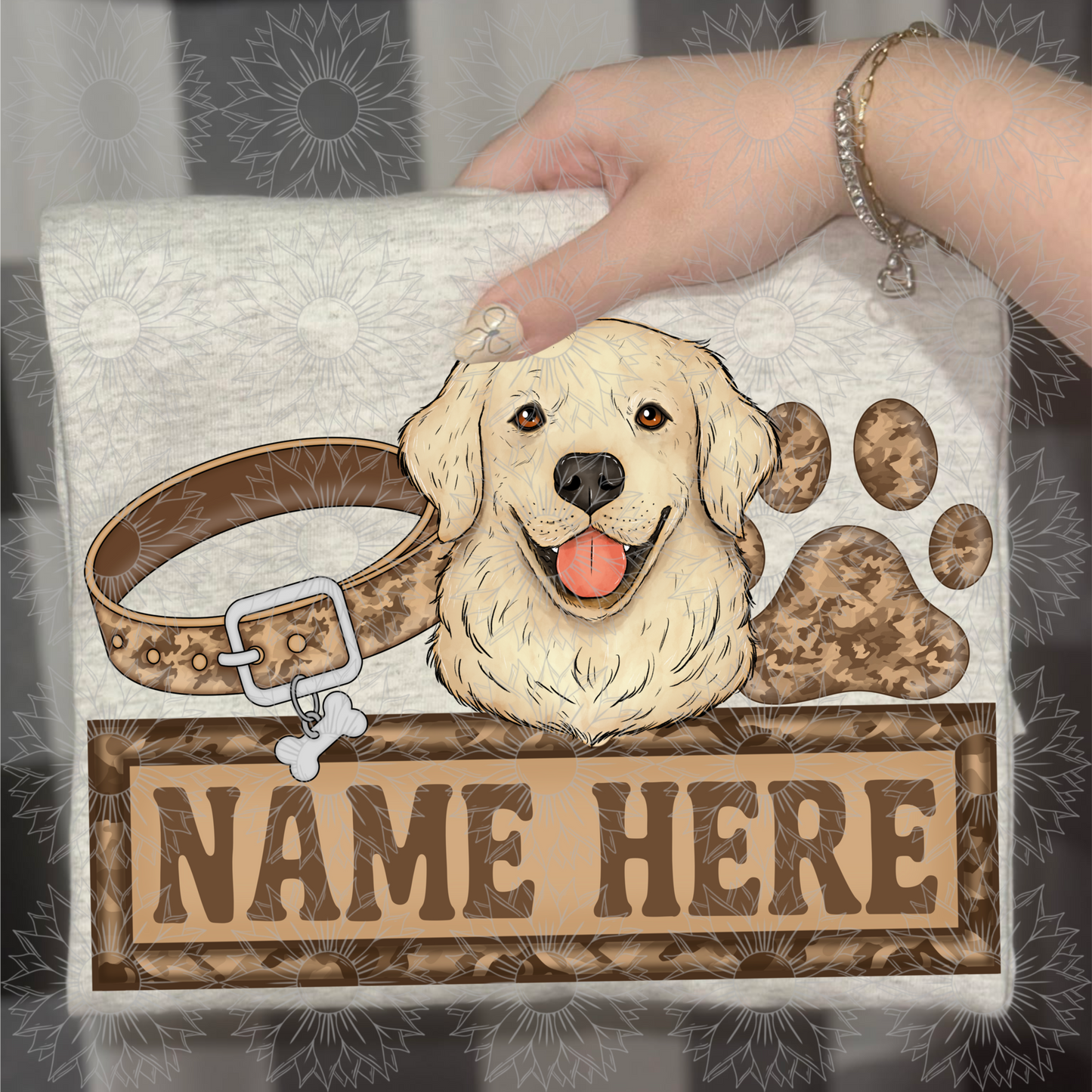 Blonde Golden Retriever Name Plate Camo