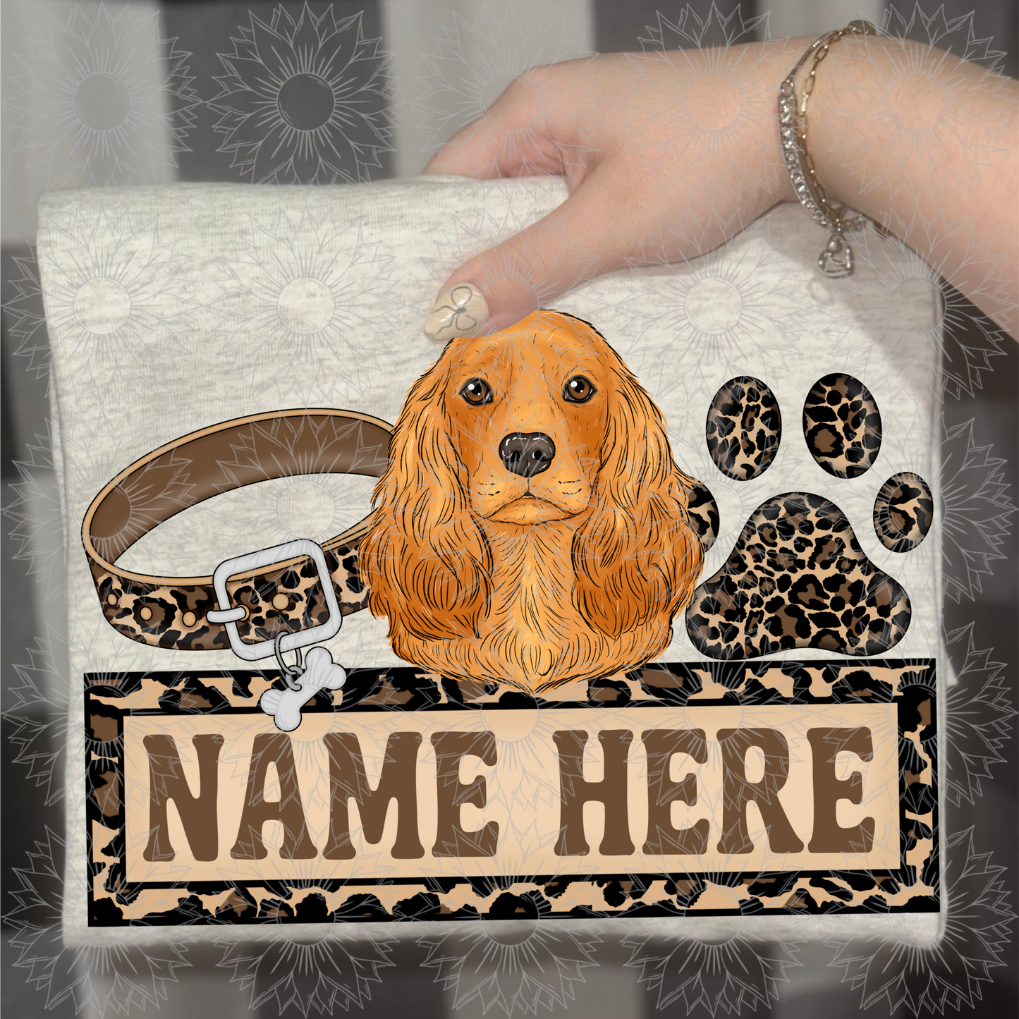 Cocker Spaniel Name Plate Cheetah