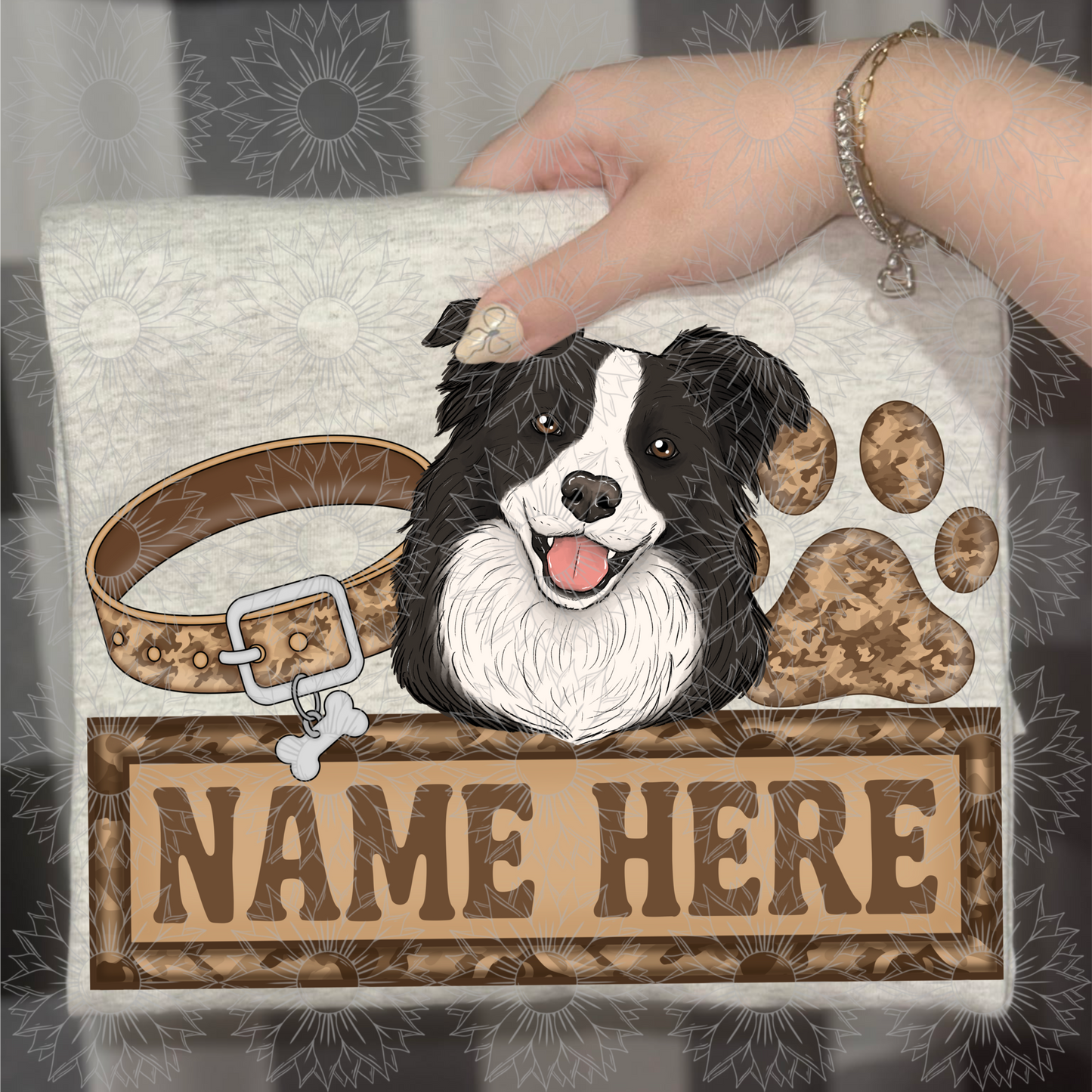 Border Collie Name Plate Camo