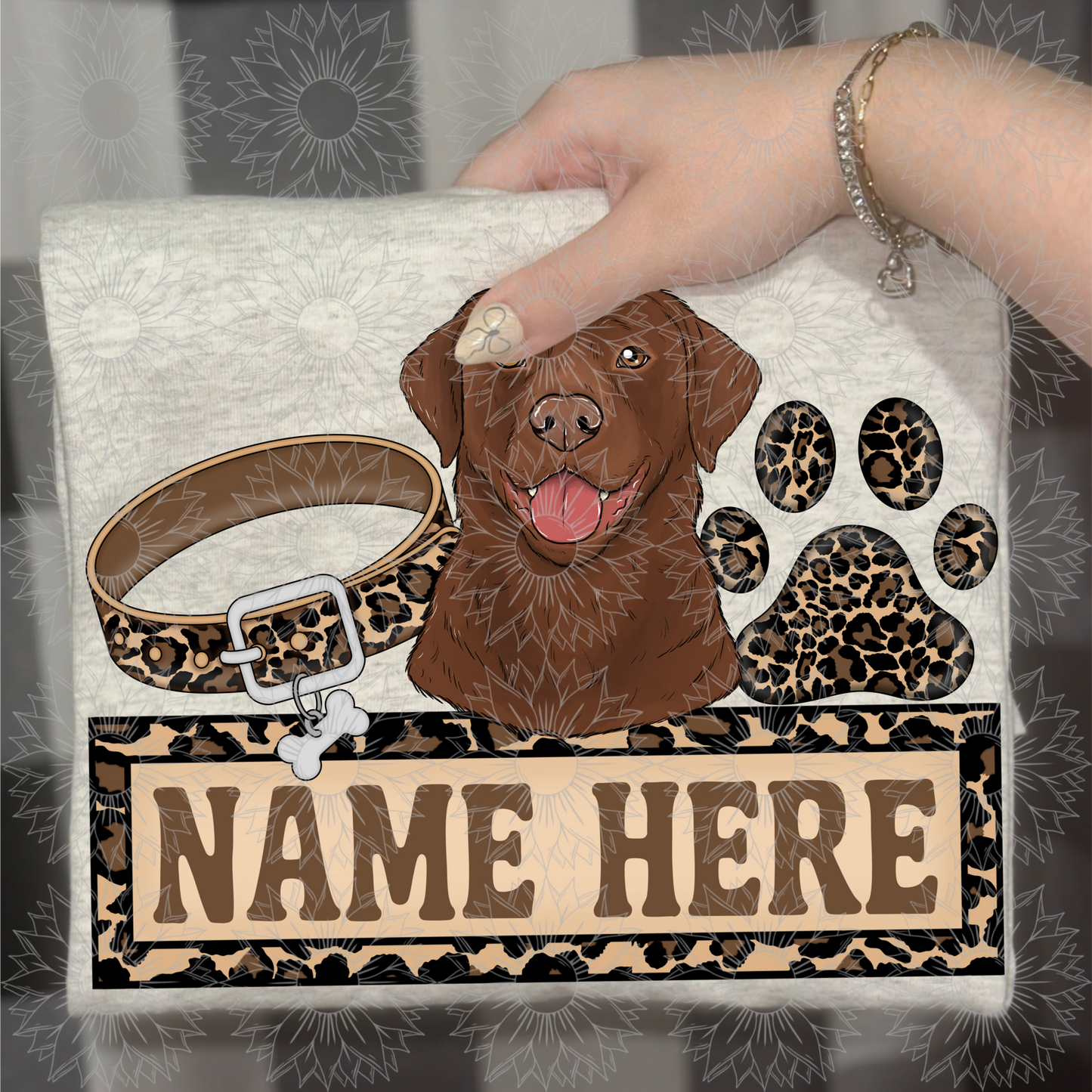 Chocolate Lab Name Plate Cheetah