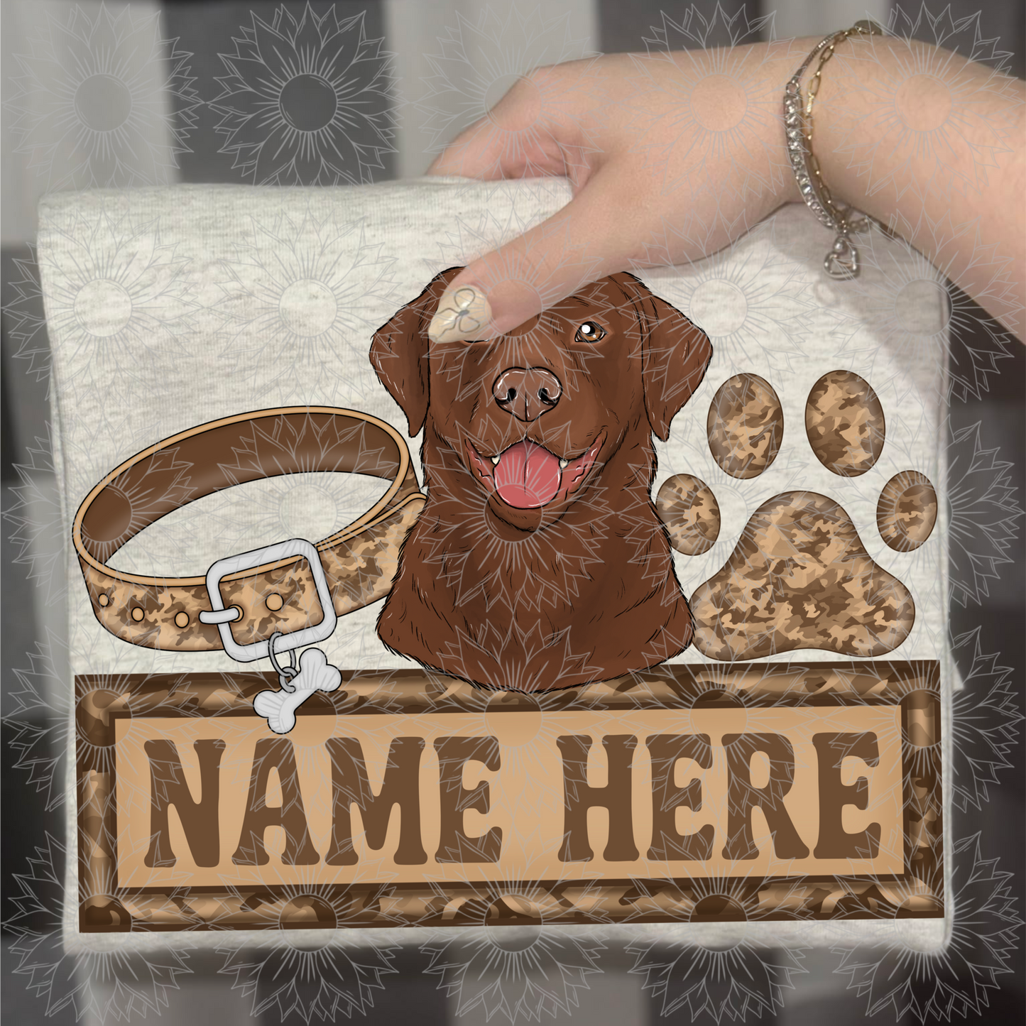 Chocolate Lab Name Plate Camo
