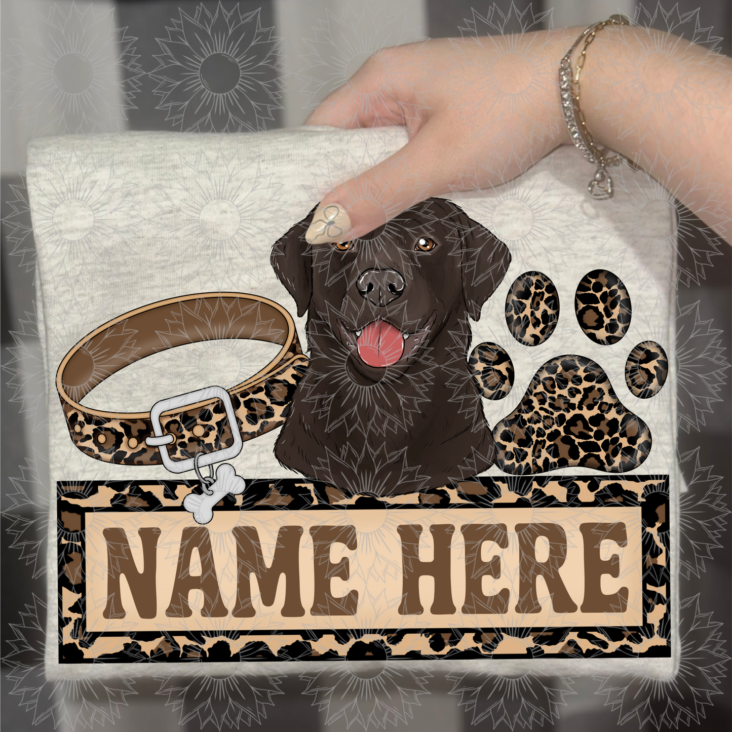 Black Lab Name Plate Cheetah