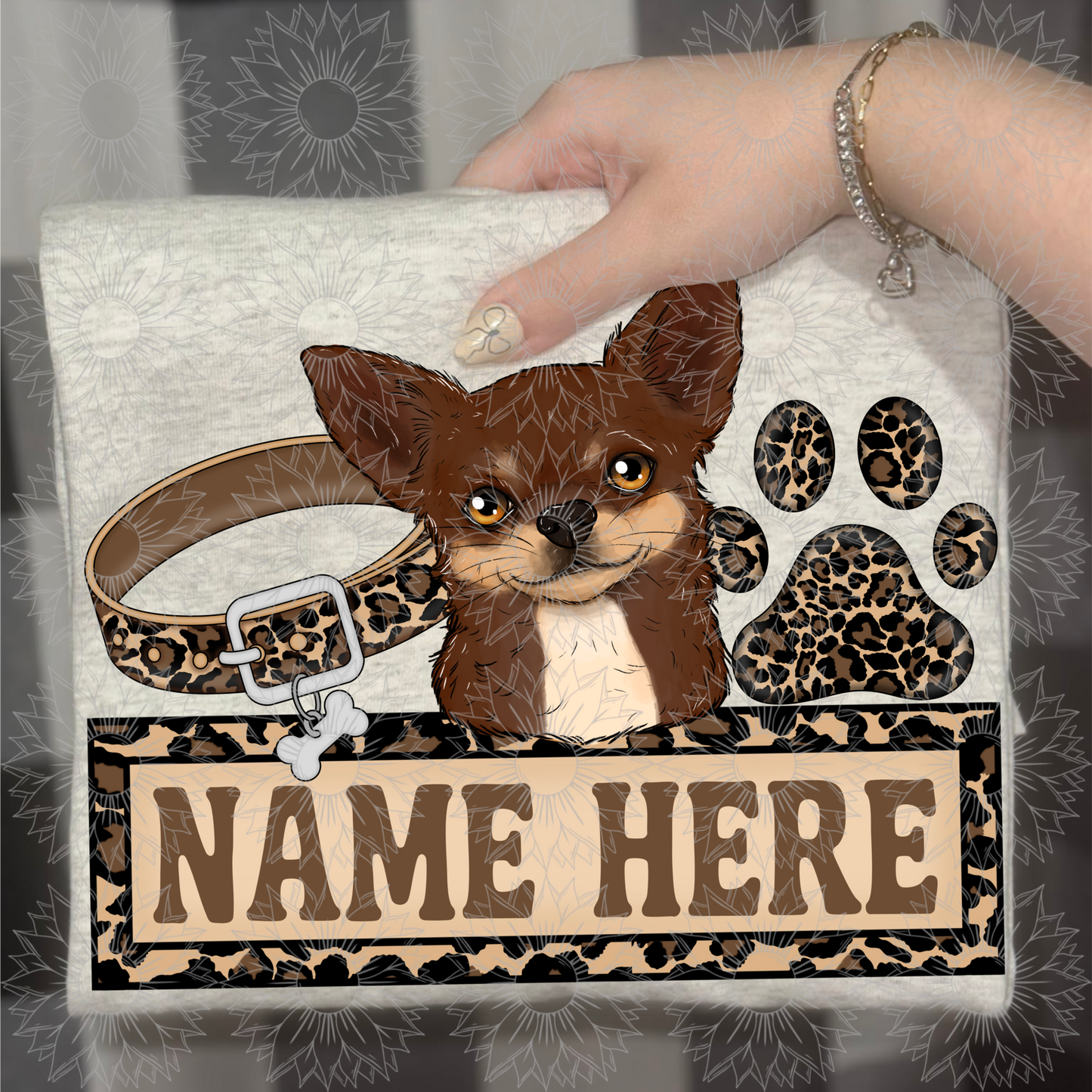 Chocolate Chihuahua Name Plate Cheetah