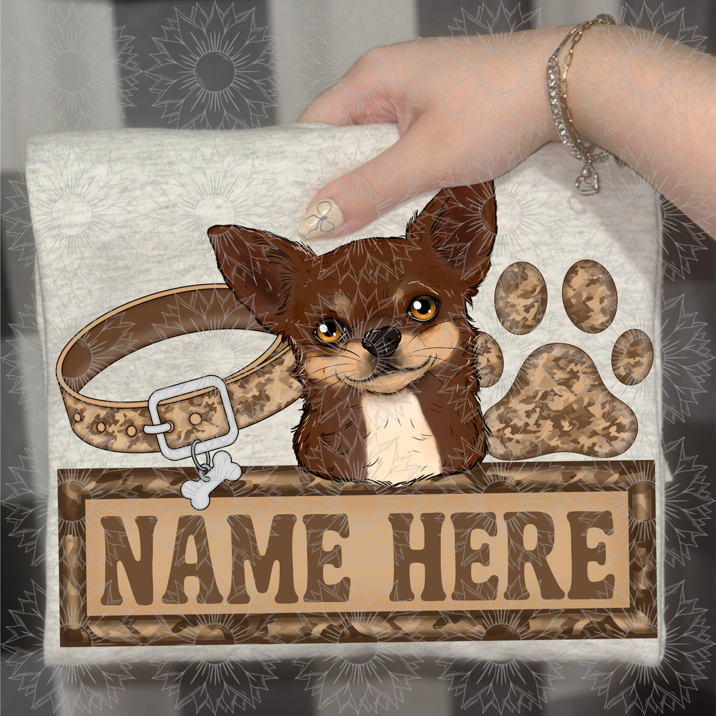 Chocolate Chihuahua Name Plate Camo
