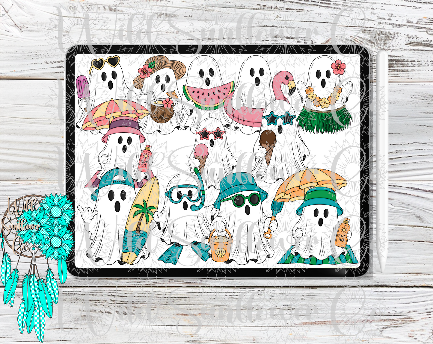 Summer Ghostie Clipart Set