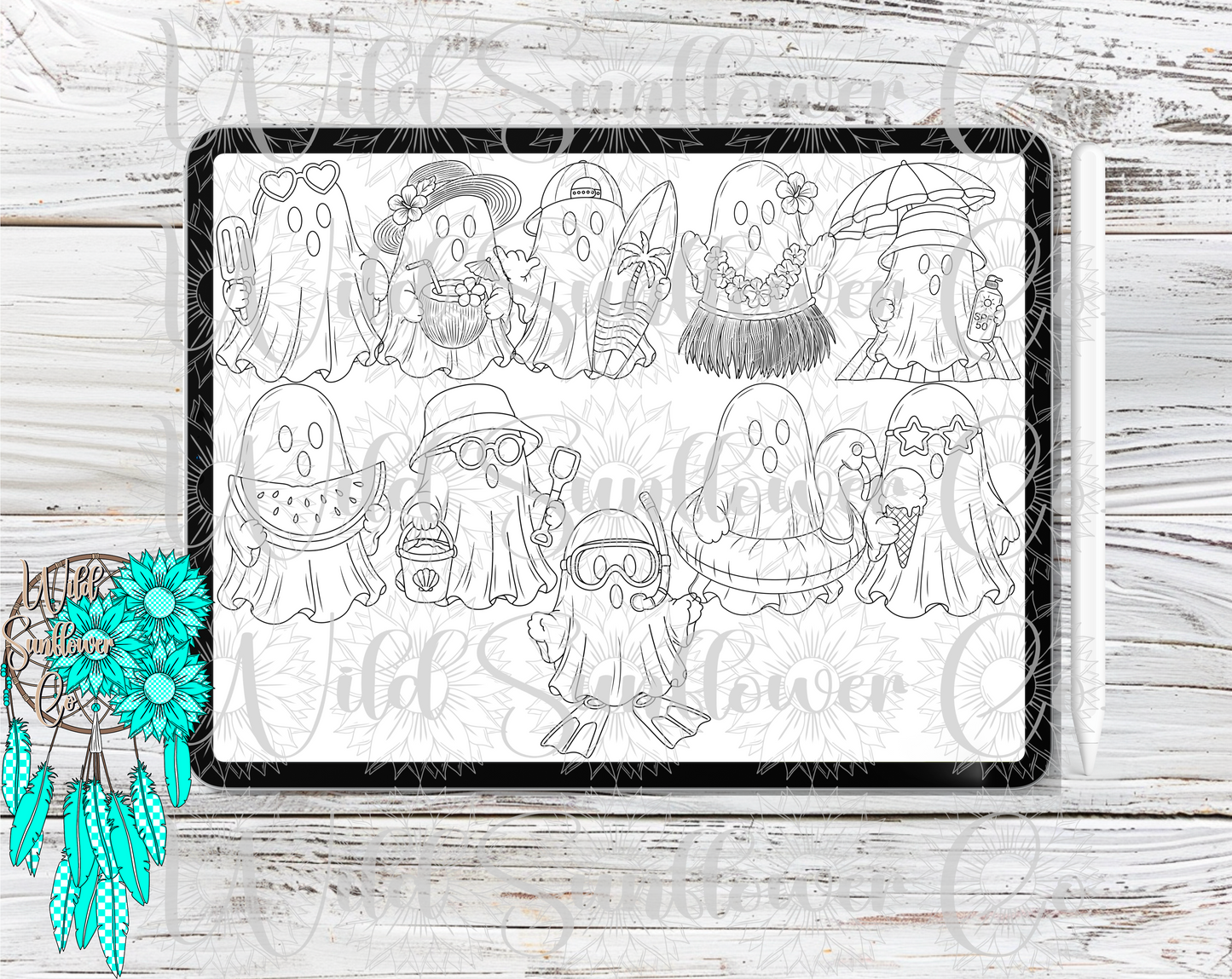 Summer Ghosties Procreate Stamps