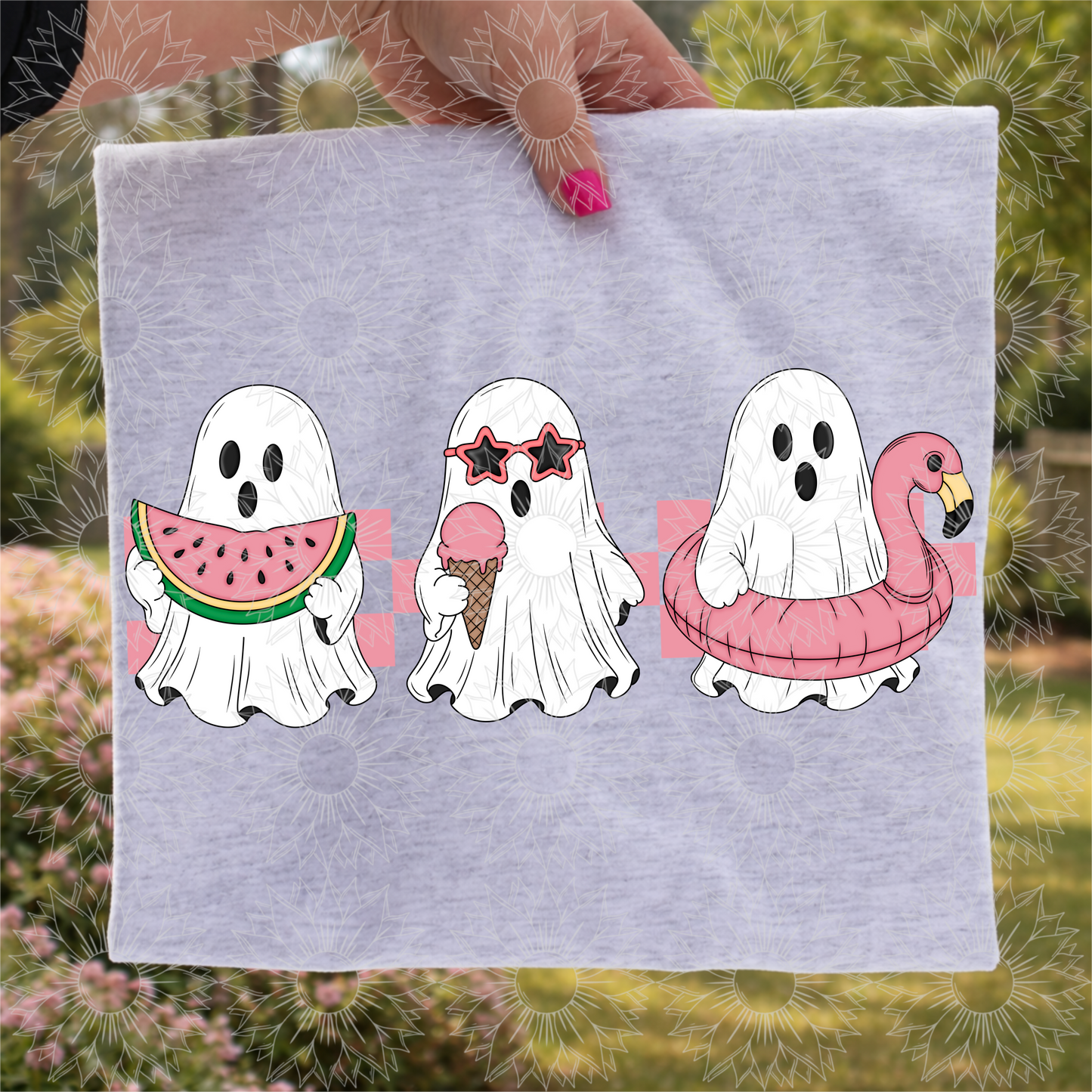 Summertime Ghosties Checkered Pink