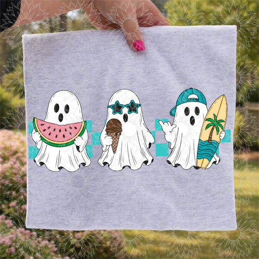 Summertime Ghosties Checkered Blue