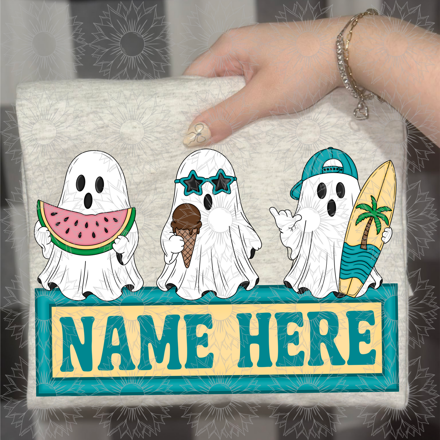 Summertime Ghostie Blue Name Plate