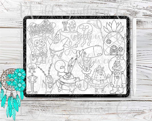 Yellow Sponge Procreate Stamps