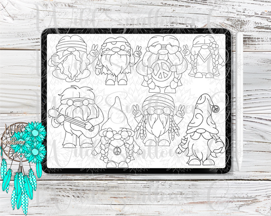 Hippie Gnomes Procreate Stamps