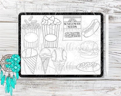 Ballpark Snacks Procreate Stamps