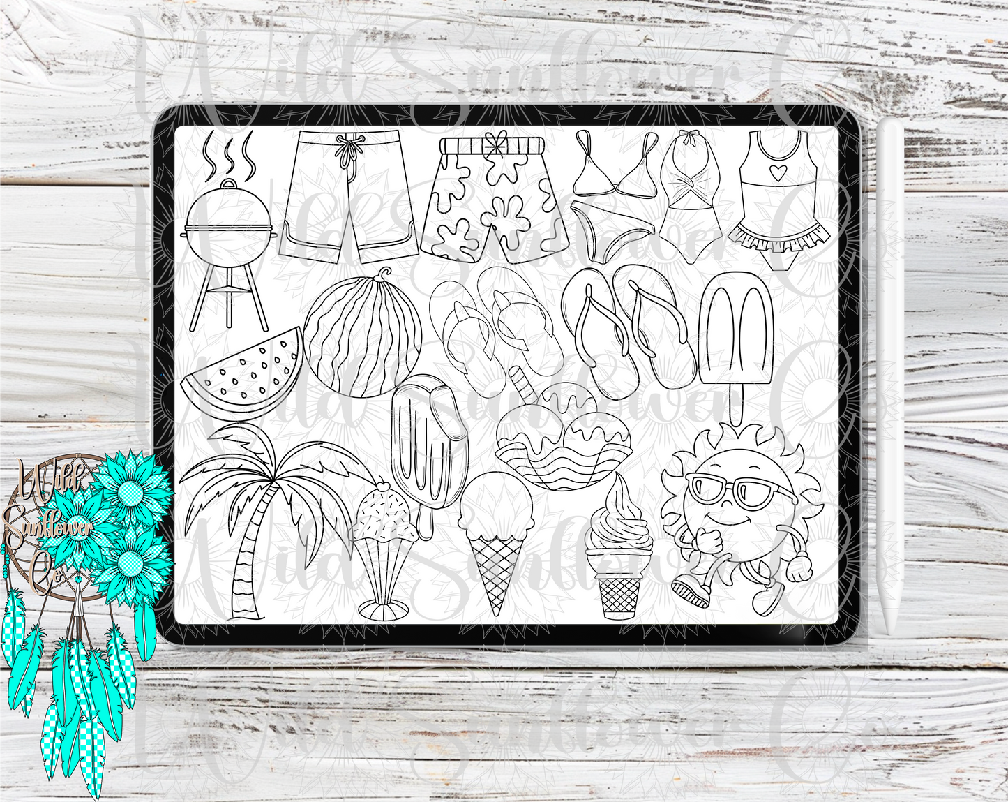 Summer Vibes Procreate Stamp Set