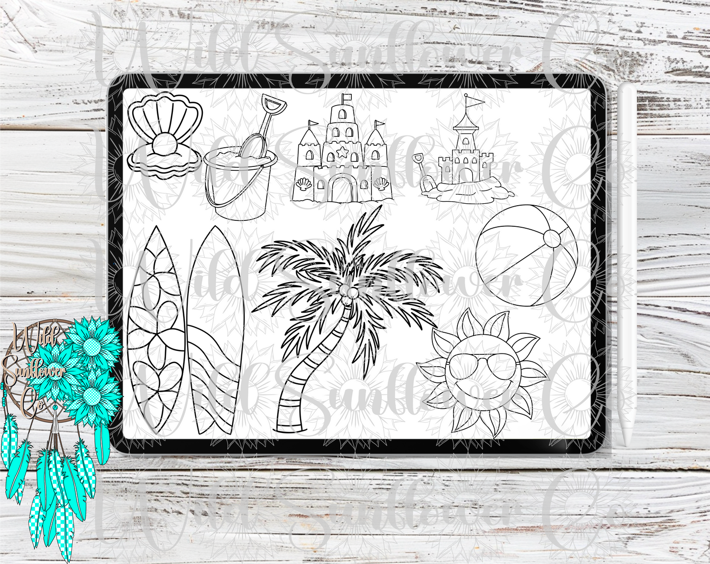 Beach Vibes Procreate Stamp Set
