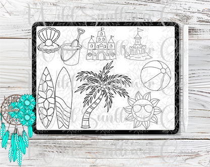 Beach Vibes Procreate Stamp Set
