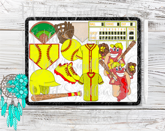 Softball Clipart Set