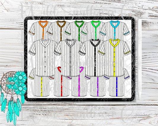 Baseball Striped Jersey’s Clipart Set