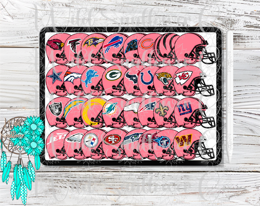 Pro Football Pink Out Helmets Clipart Set