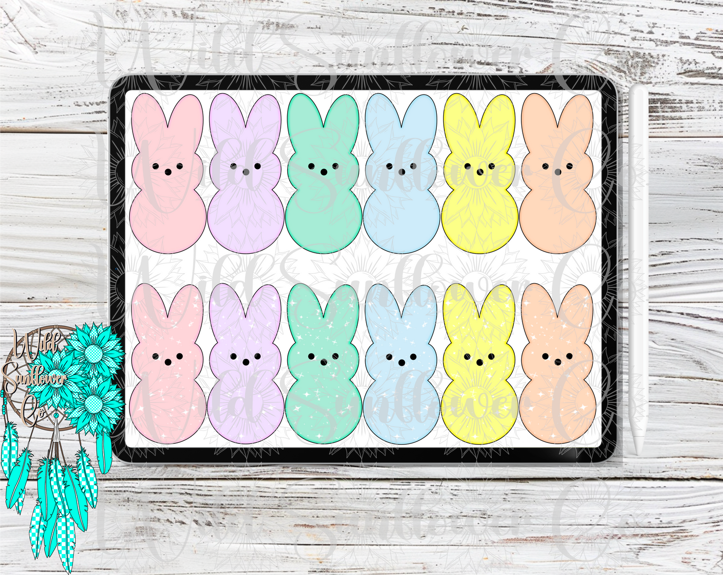 Easter Bunny Peeps Pastel & Stars Clipart Set