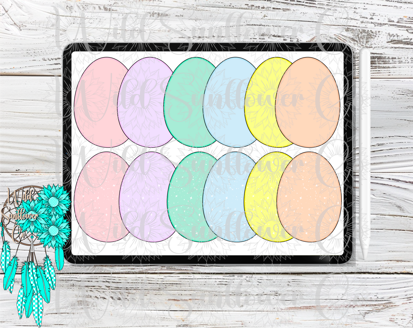 Easter Eggs Pastel & Stars Clipart Set