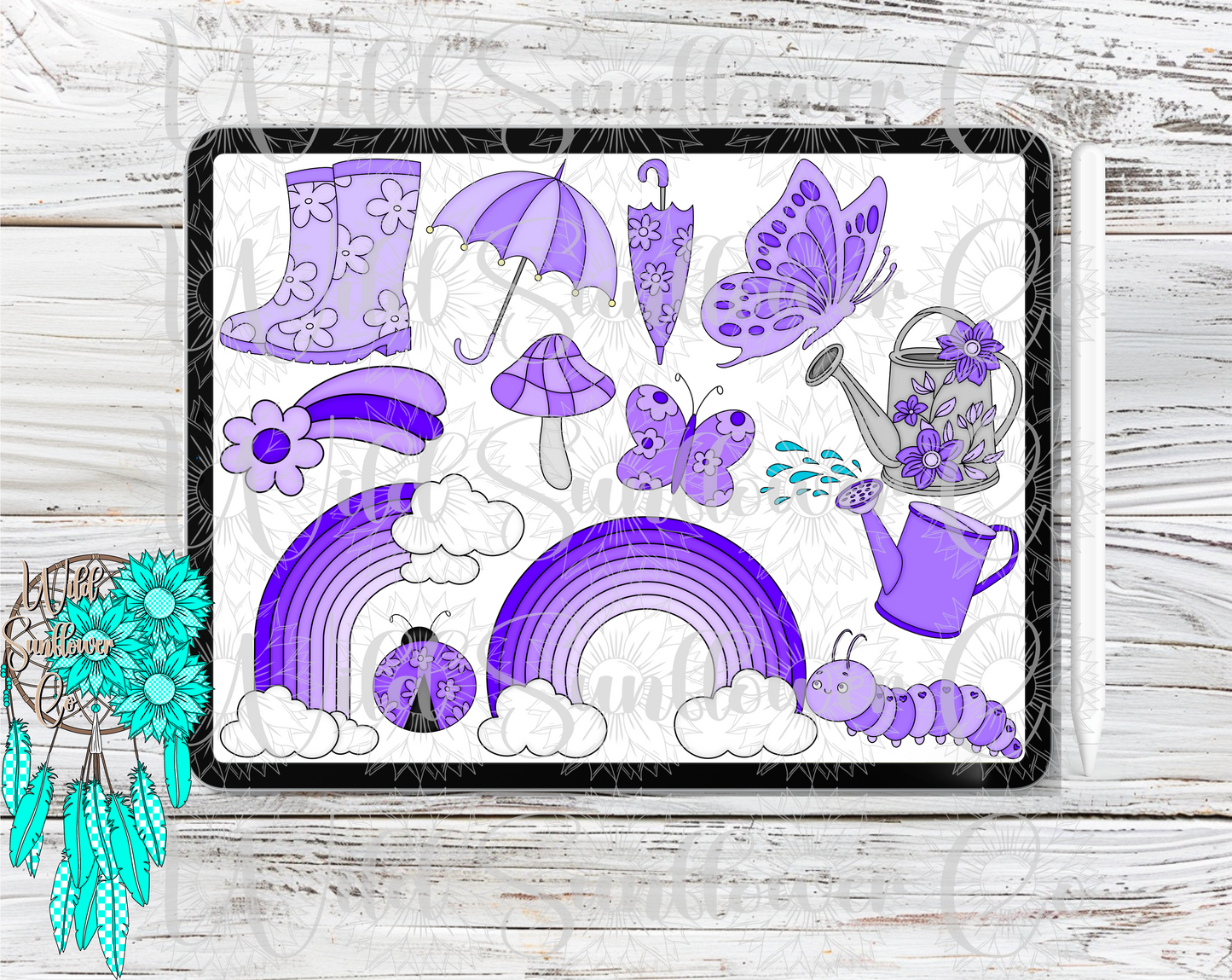 Spring Vibes Purple Clipart Set