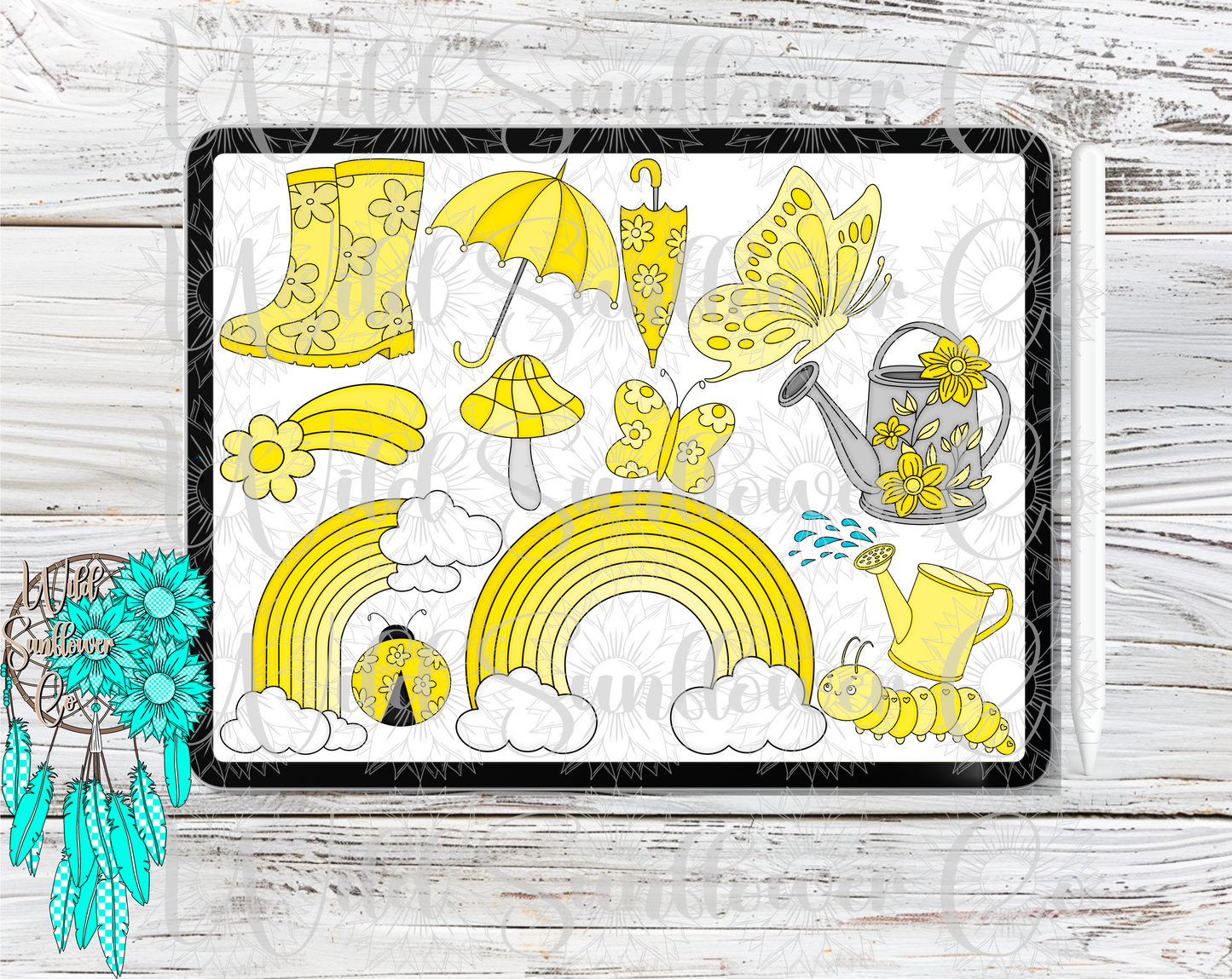 Spring Vibes Yellow Clipart Set