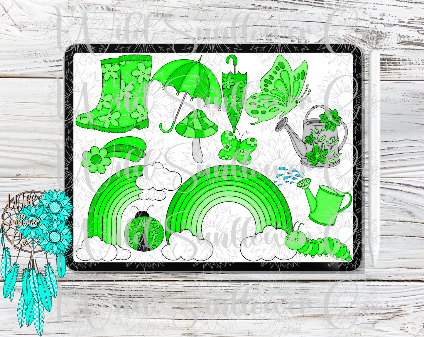 Spring Vibes Green Clipart Set