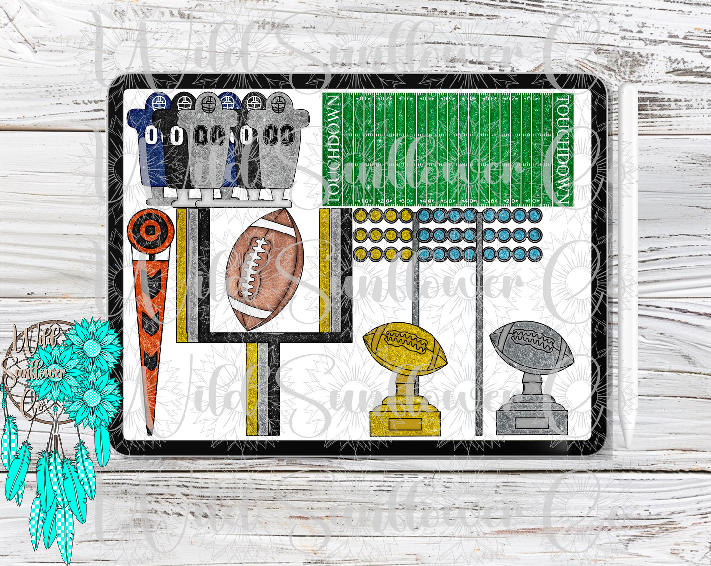Glitter Football Clipart Set