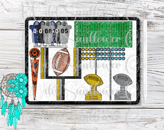 Glitter Football Clipart Set