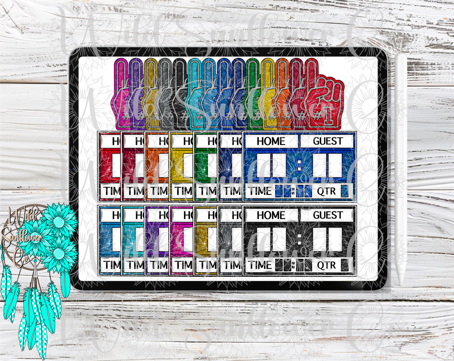 Glitter Football Clipart Set