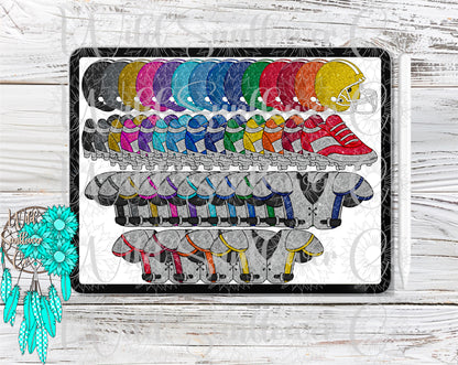 Glitter Football Clipart Set