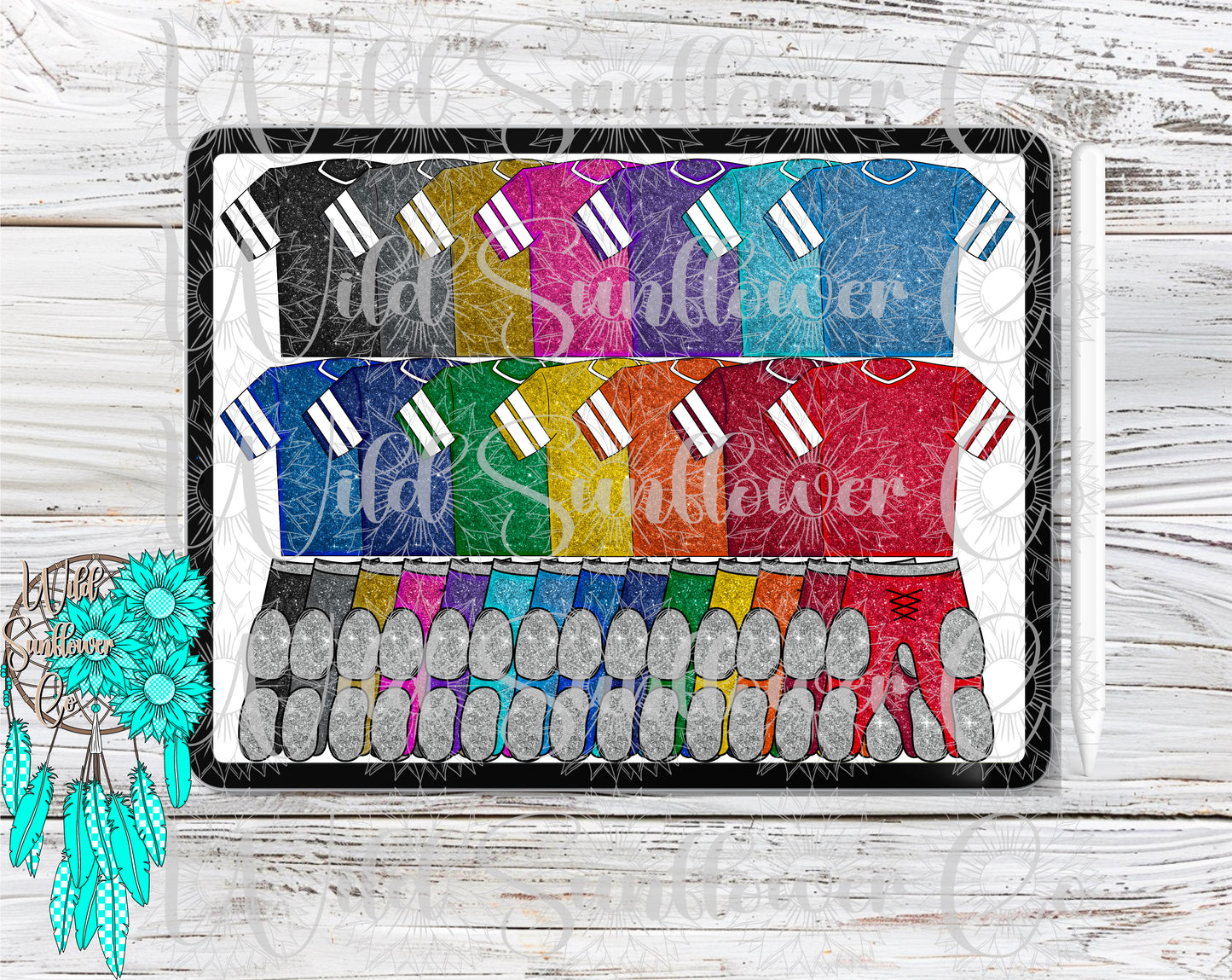 Glitter Football Clipart Set