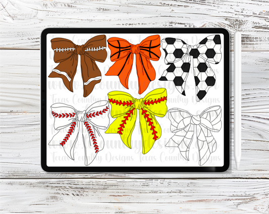Sports Ribbon Bows Clipart Set