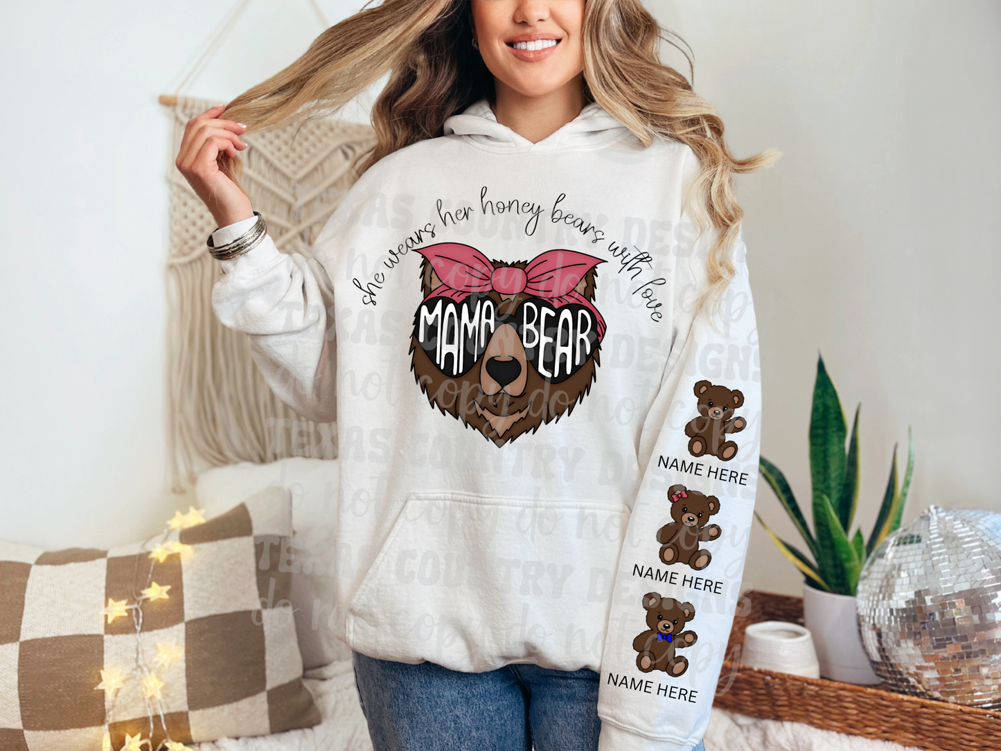 She Wears Her Honey Bears With Love - Pink Ribbon Bow