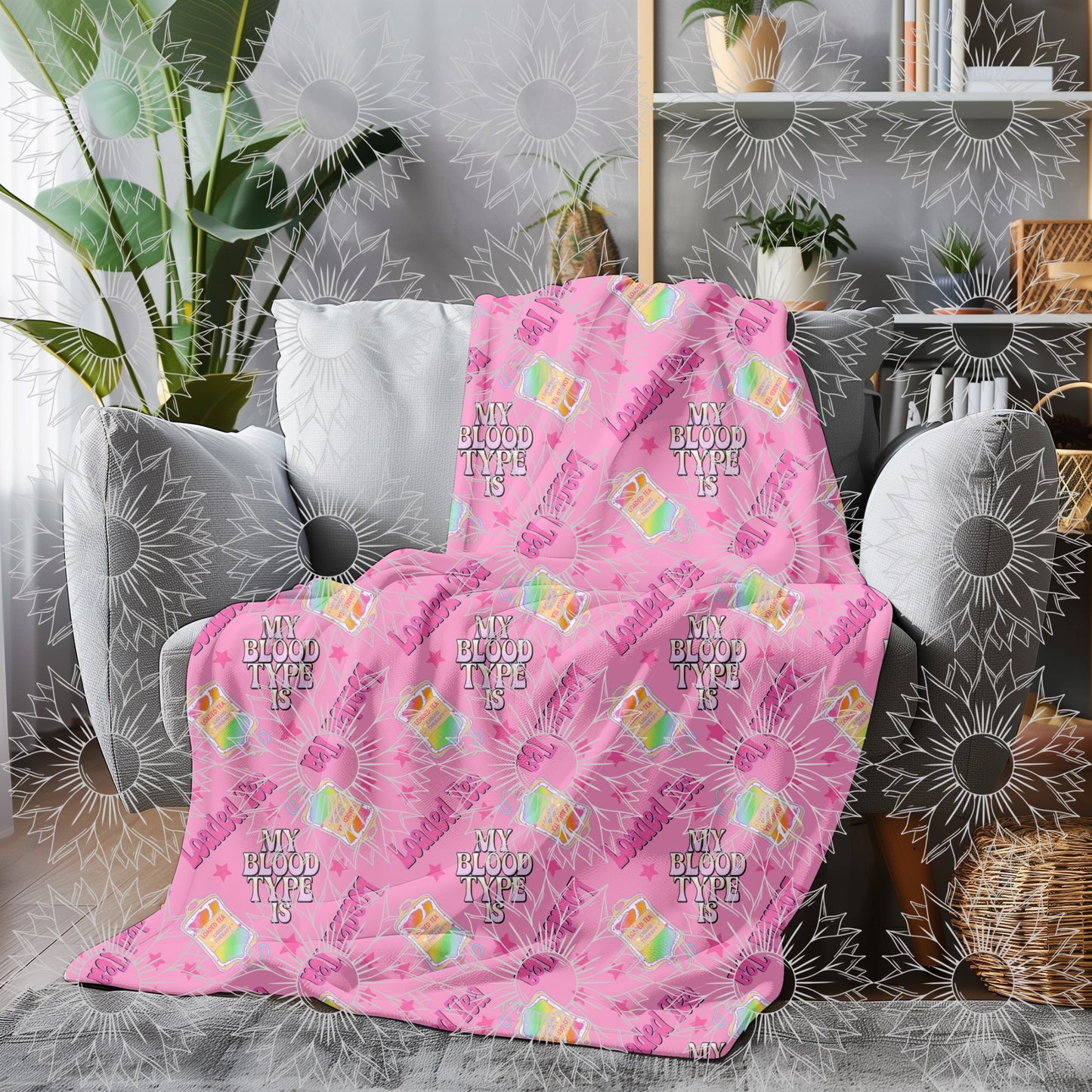 My Blood Type Is Loaded Tea Pink Seamless