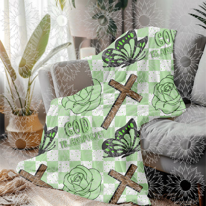 God's Unfailing Love Transforms Us Green Checkered Seamless