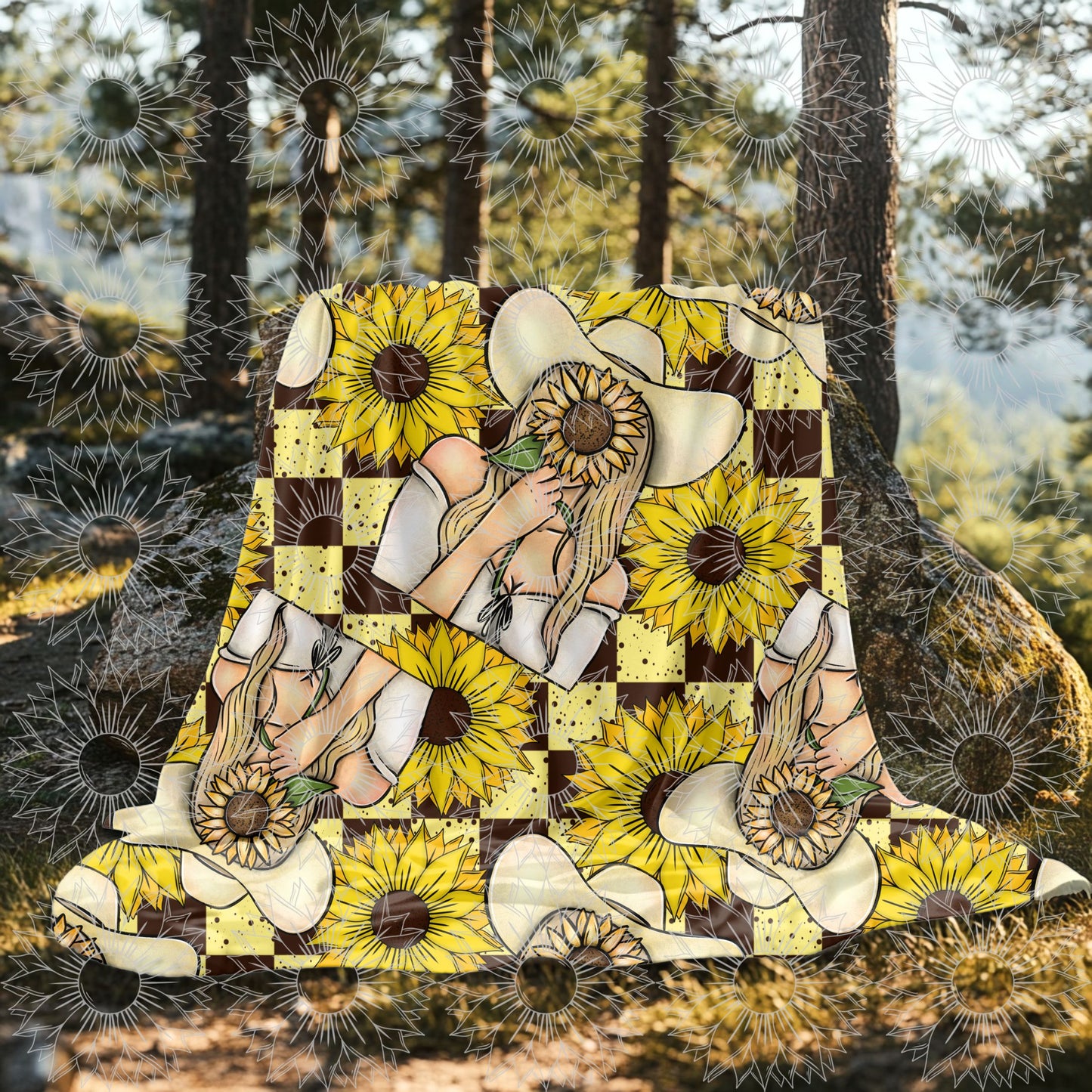 She Belongs Among The Wildflowers Blonde Checkered Seamless