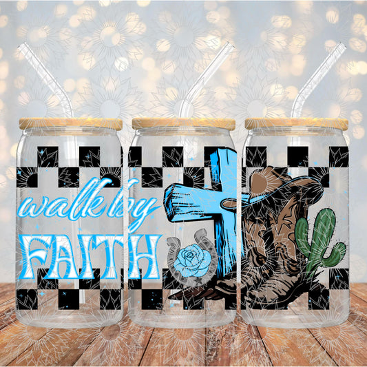 Walk By Faith 16OZ Blue