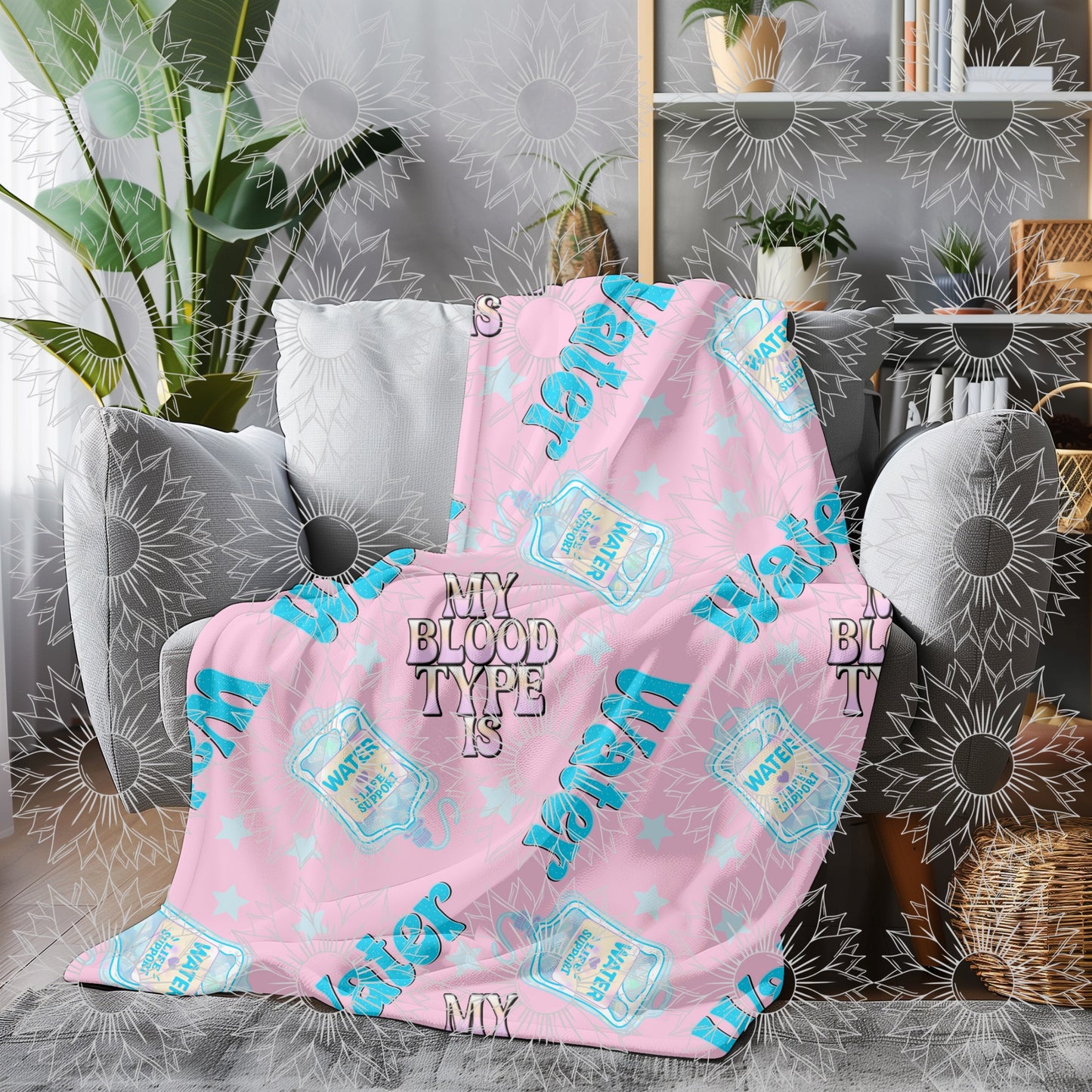 My Blood Type Is Water Pink Seamless