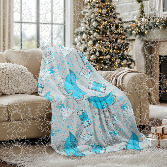 Teal & Silver Christmas Sleigh Seamless