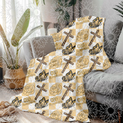 God's Unfailing Love Transforms Us Orange Checkered Seamless